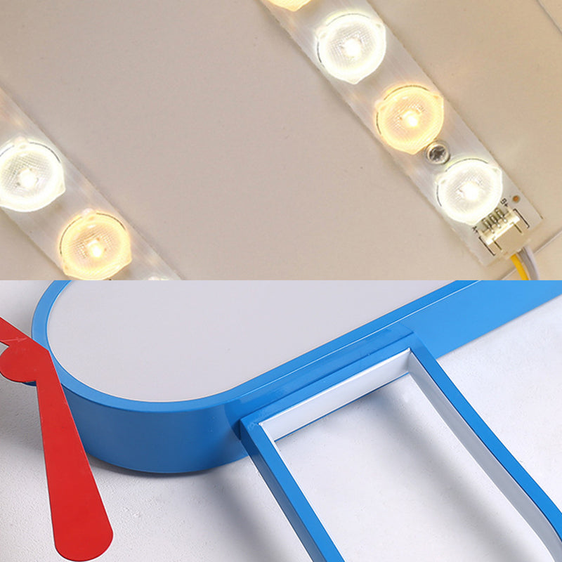 Cute Propeller Airplane Ceiling Light Acrylic Blue Finish LED Flush Mount Light for Baby Room Clearhalo 'Ceiling Lights' 'Close To Ceiling Lights' 'Close to ceiling' 'Flush mount' Lighting' 194737