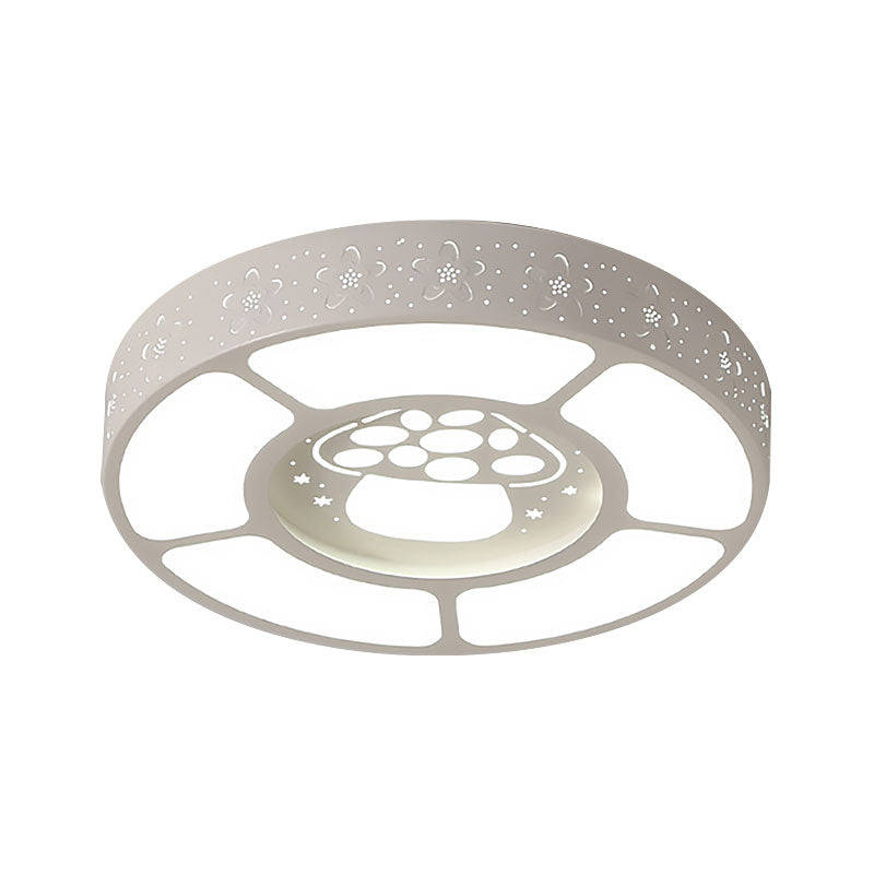 Metal Mushroom Flushmount Light Cartoon LED Ceiling Lamp in White for Kindergarten Clearhalo 'Ceiling Lights' 'Close To Ceiling Lights' 'Close to ceiling' 'Flush mount' Lighting' 194740