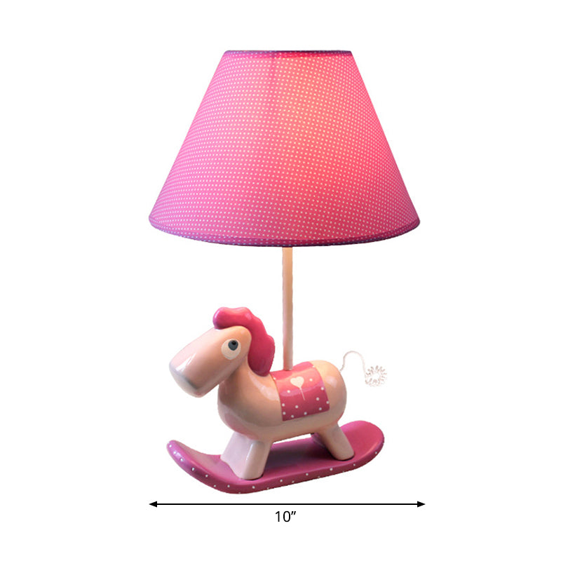 Child Bedside Rocking Horse Desk Light with Fabric Shade Metal 1 Light Kids Desk Lamp Clearhalo 'Lamps' 'Table Lamps' Lighting' 194746