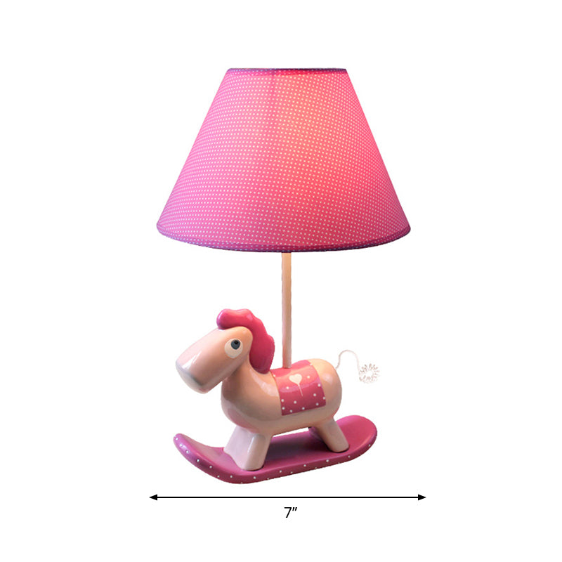 Child Bedside Rocking Horse Desk Light with Fabric Shade Metal 1 Light Kids Desk Lamp Clearhalo 'Lamps' 'Table Lamps' Lighting' 194747