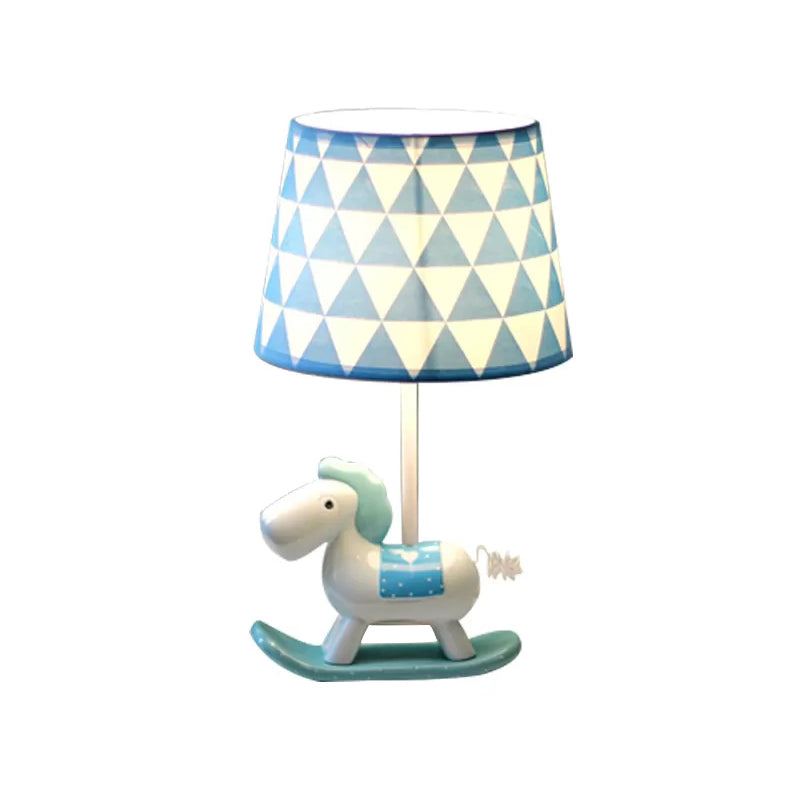 Child Bedside Rocking Horse Desk Light with Fabric Shade Metal 1 Light Kids Desk Lamp Clearhalo 'Lamps' 'Table Lamps' Lighting' 194749