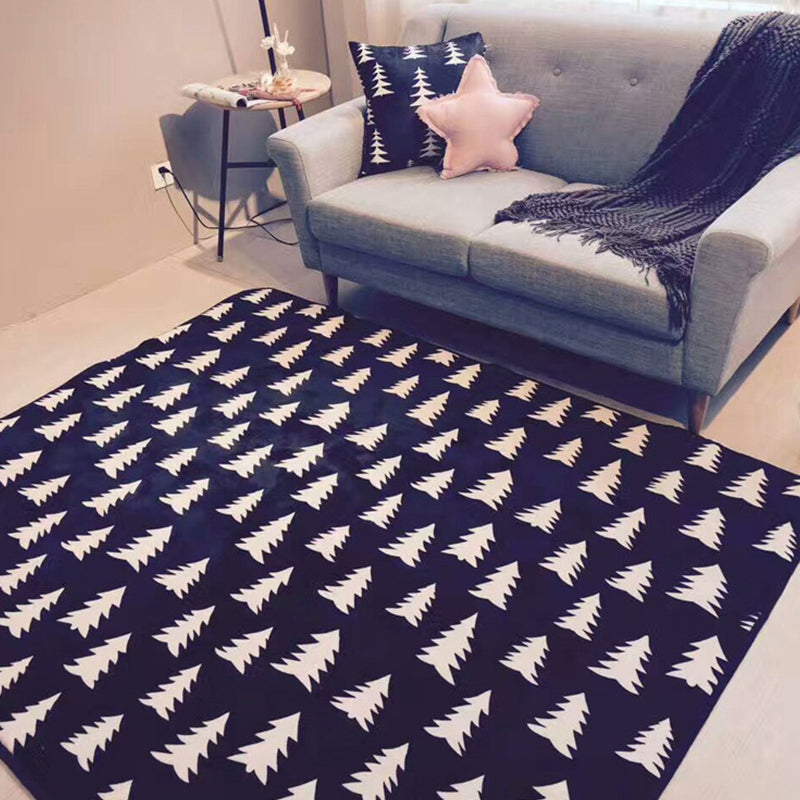 Modern Living Room Rug in Black and Grey Geometric Diamond Triangle Print Rug Polyester Anti-Slip Area Rug Navy Clearhalo 'Area Rug' 'Modern' 'Rugs' Rug' 1947504