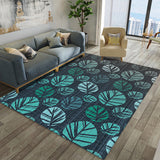 Simple Modern Rug in Green and White Botanical Leaf Peacock Feather Pattern Rug Polyester Washable Carpet for Home Decor Black Clearhalo 'Area Rug' 'Modern' 'Rugs' Rug' 1947551