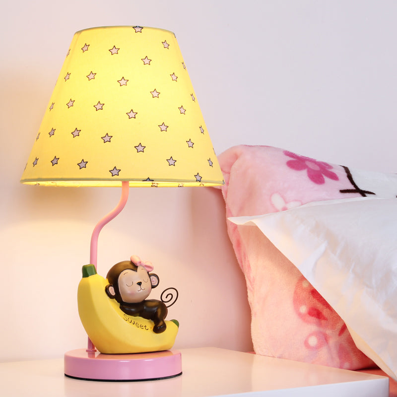 Blue Banana & Monkey Table Light Single Head Cute Metal Table Lamp for Girls Bedroom Clearhalo 'Lamps' 'Table Lamps' Lighting' 194756