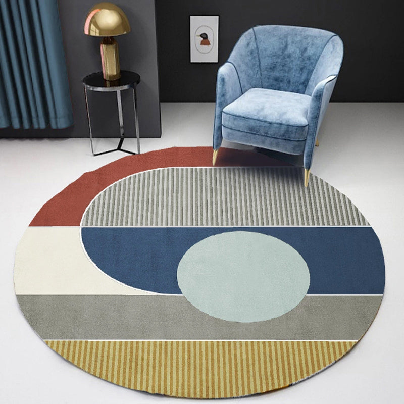 Unique Grey Striped Pattern Rug Polyester Modernist Rug Pet Friendly Anti-Slip Backing Area Rug for Bedroom Dark Blue Clearhalo 'Area Rug' 'Modern' 'Rugs' Rug' 1947568