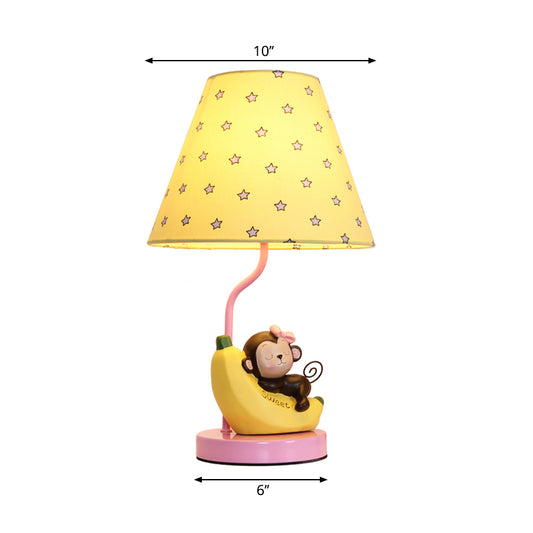 Blue Banana & Monkey Table Light Single Head Cute Metal Table Lamp for Girls Bedroom Clearhalo 'Lamps' 'Table Lamps' Lighting' 194758