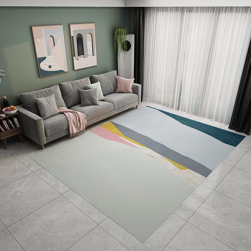 Multicolor Modernist Rug Flannel Colorblock Rug Pet Friendly Washable Anti-Slip Backing Carpet for Living Room Grey Clearhalo 'Area Rug' 'Modern' 'Rugs' Rug' 1947592