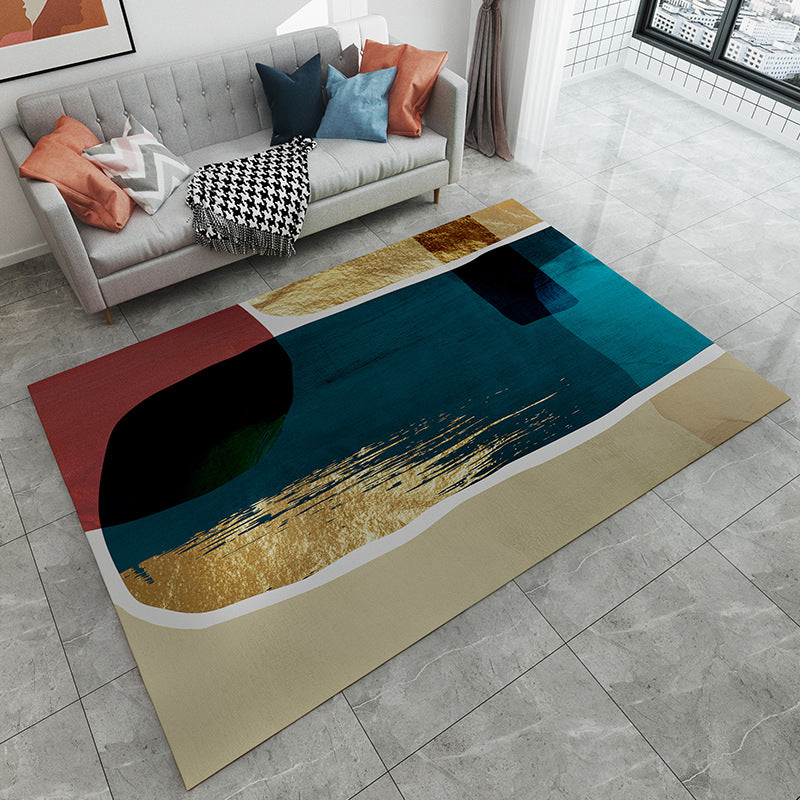 Stylish Abstract Rug Golden Industrial Rug Polyester Washable Anti