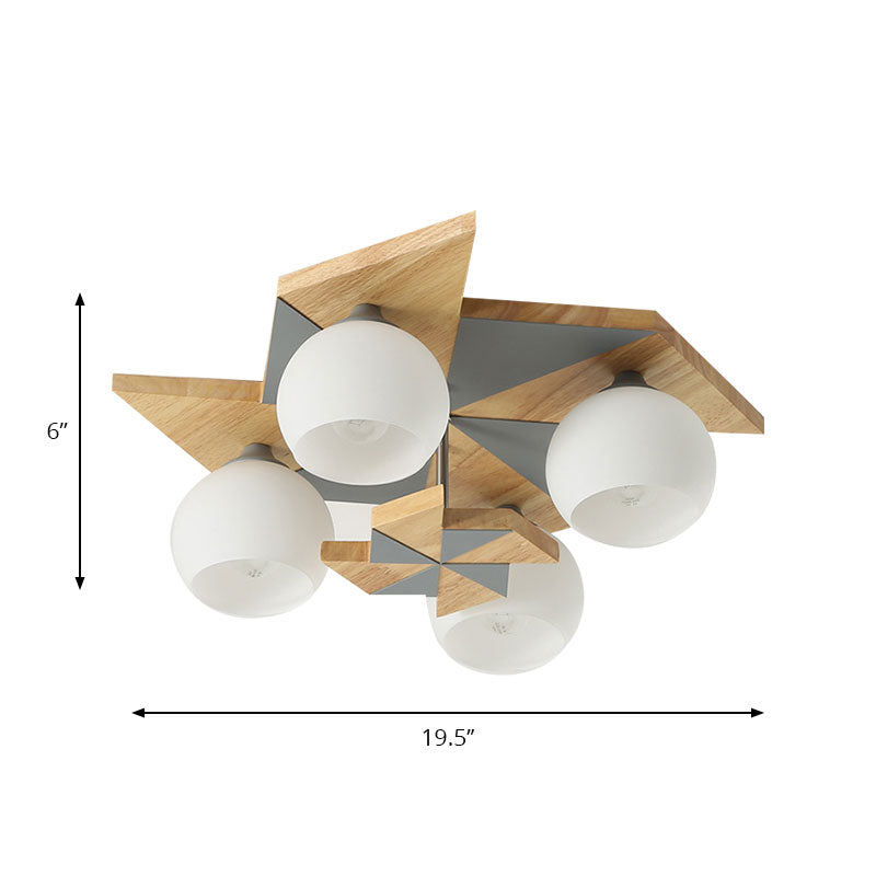 Kindergarten Windmill Ceiling Fixture with Globe Shade 4 Lights Kids Flush Mount Light Clearhalo 'Ceiling Lights' 'Close To Ceiling Lights' 'Close to ceiling' 'Flush mount' Lighting' 194762