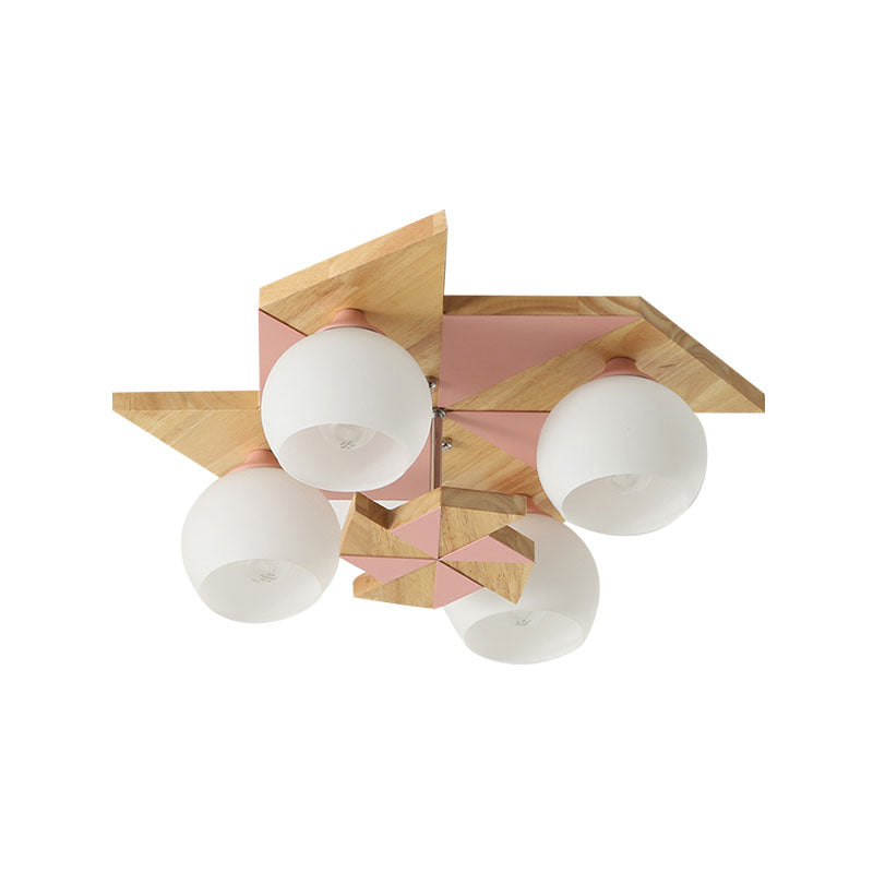 Kindergarten Windmill Ceiling Fixture with Globe Shade 4 Lights Kids Flush Mount Light Clearhalo 'Ceiling Lights' 'Close To Ceiling Lights' 'Close to ceiling' 'Flush mount' Lighting' 194766