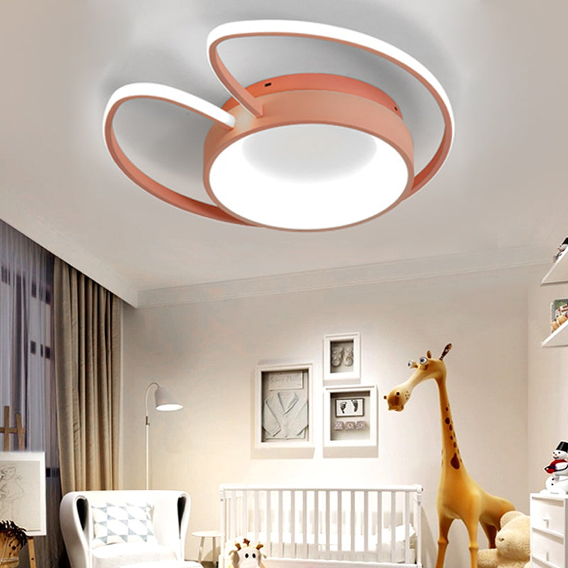 Macaron Stylish Round Flush Ceiling Light with Wing Acrylic Metal Ceiling Fixture for Living Room Pink White Clearhalo 'Ceiling Lights' 'Close To Ceiling Lights' 'Close to ceiling' 'Flush mount' Lighting' 194779