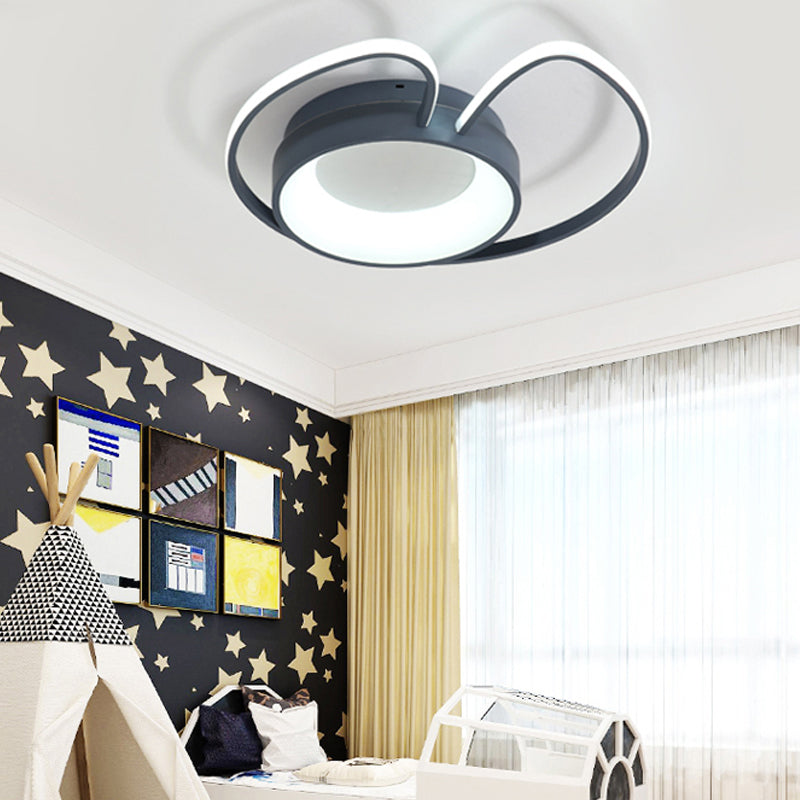 Macaron Stylish Round Flush Ceiling Light with Wing Acrylic Metal Ceiling Fixture for Living Room Blue White Clearhalo 'Ceiling Lights' 'Close To Ceiling Lights' 'Close to ceiling' 'Flush mount' Lighting' 194785