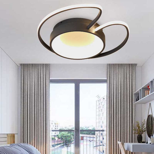 Macaron Stylish Round Flush Ceiling Light with Wing Acrylic Metal Ceiling Fixture for Living Room Blue Warm Clearhalo 'Ceiling Lights' 'Close To Ceiling Lights' 'Close to ceiling' 'Flush mount' Lighting' 194786