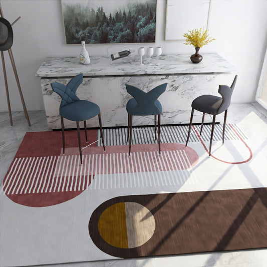 Trendy Multicolored Geometric Rug with Lines Synthetics Scandinavian Rug Non-Slip Backing Carpet for Dining Room Brown Clearhalo 'Area Rug' 'Modern' 'Rugs' Rug' 1947871