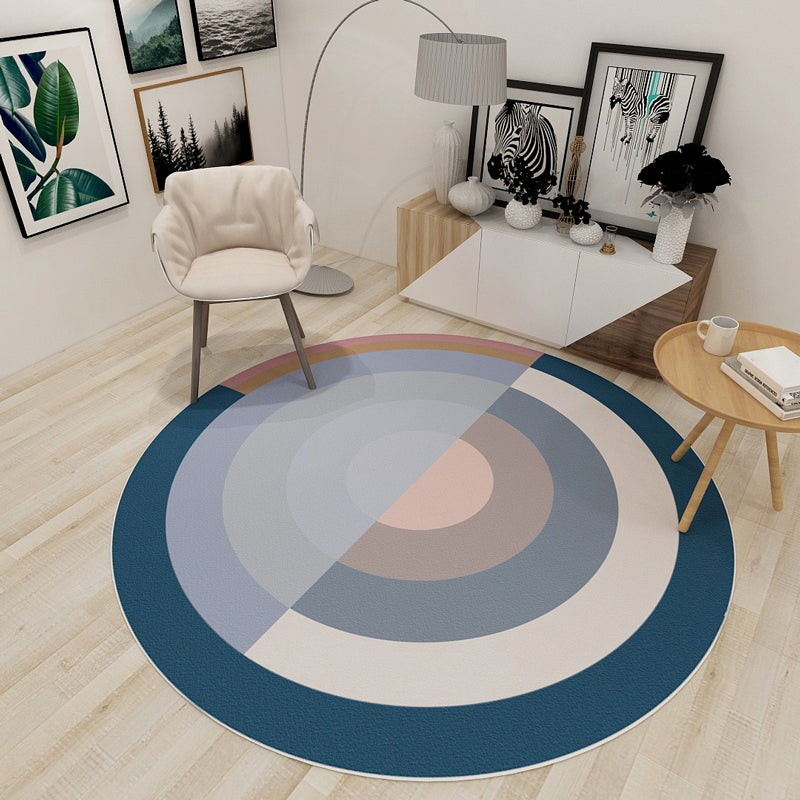 Nordic Multiple-Rings Pattern Rug Soft Color Synthetics Carpet Stain-Proofing Washable Rug for Dorm Room Blue Clearhalo 'Area Rug' 'Modern' 'Rugs' Rug' 1947878