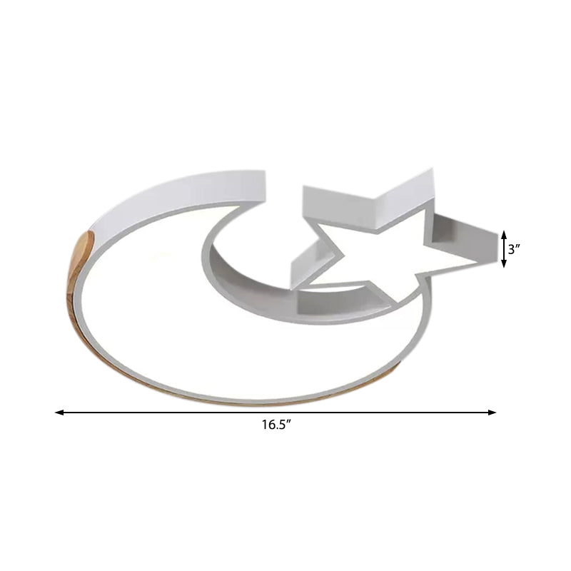 Lovely White LED Ceiling Light Star and Moon Acrylic Flushmount Light for Study Room Clearhalo 'Ceiling Lights' 'Close To Ceiling Lights' 'Close to ceiling' 'Flush mount' Lighting' 194792