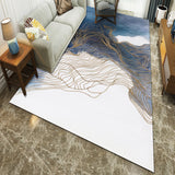 Blue Ink Painting Modern Style Polyester Area Rug Machine Washable Area Rug for Living Room Blue Clearhalo 'Area Rug' 'Modern' 'Rugs' Rug' 1947951