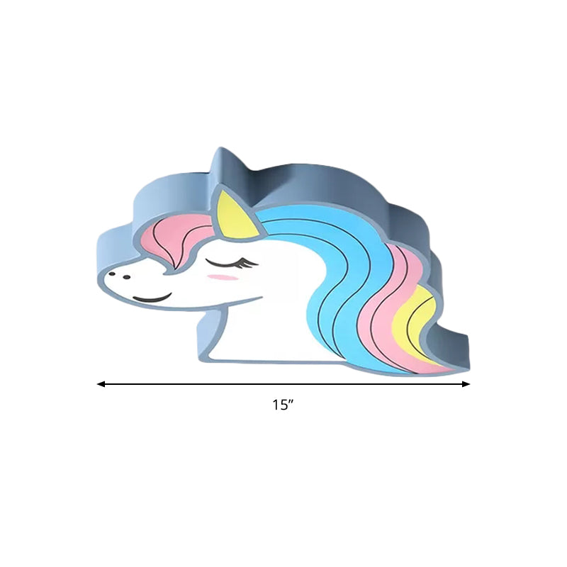 Child Bedroom Unicorn Flush Ceiling Light Acrylic Cartoon Multi-Colored Ceiling Fixture Clearhalo 'Ceiling Lights' 'Close To Ceiling Lights' 'Close to ceiling' 'Flush mount' Lighting' 194796