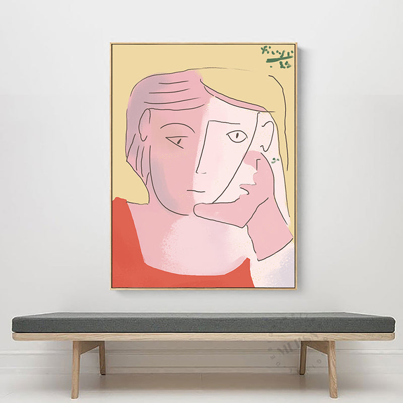 Line Drawing Woman Portrait Art Print White Minimalistic Canvas Print for Bedroom White Clearhalo 'Arts' 'Canvas Art' 1948237