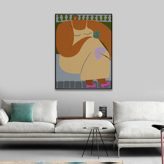 Modern Figure Drawing Wall Art Canvas Textured Soft Color Wall Decor for Living Room Clearhalo 'Arts' 'Canvas Art' 1948271