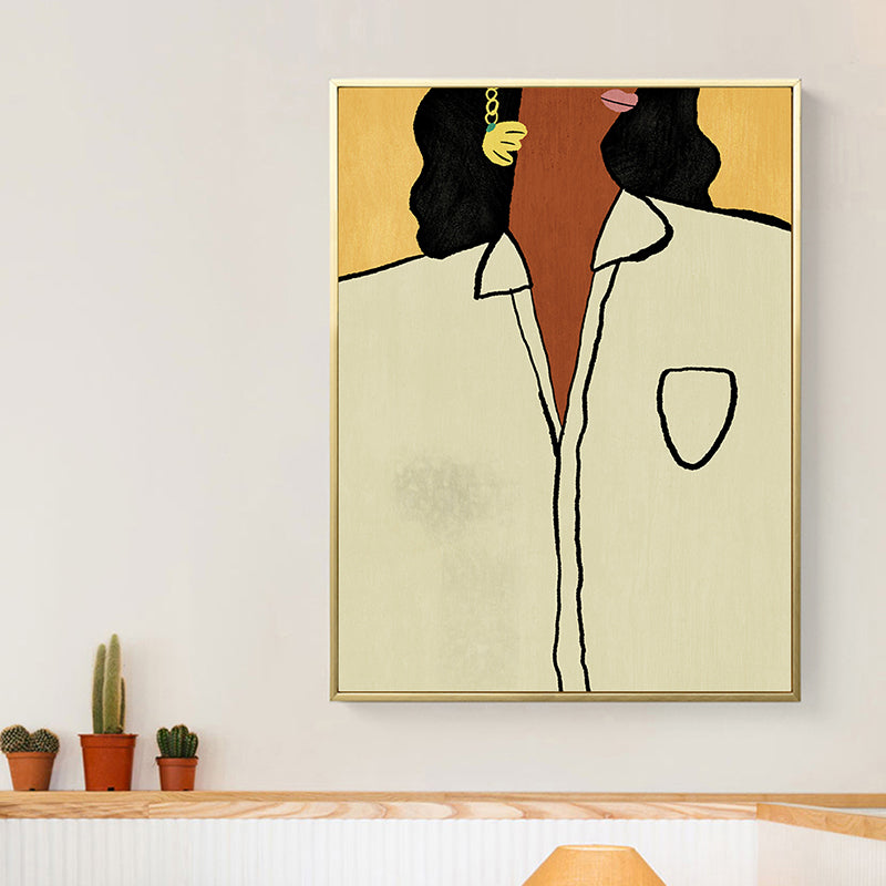 Woman with Earrings Wall Art Textured Funky Living Room Canvas Print for Decoration Clearhalo 'Arts' 'Canvas Art' 1948302