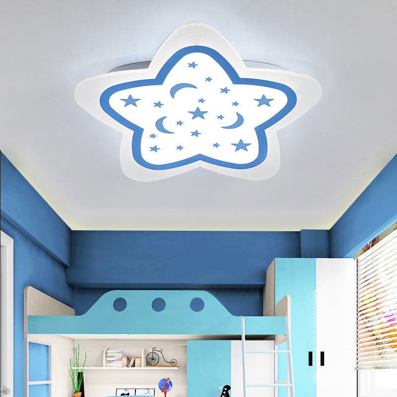 Art Deco Star Shape Ceiling Light Acrylic Flush Mount Ceiling Light for Kid Bedroom Blue Clearhalo 'Ceiling Lights' 'Close To Ceiling Lights' 'Close to ceiling' 'Flush mount' Lighting' 194833