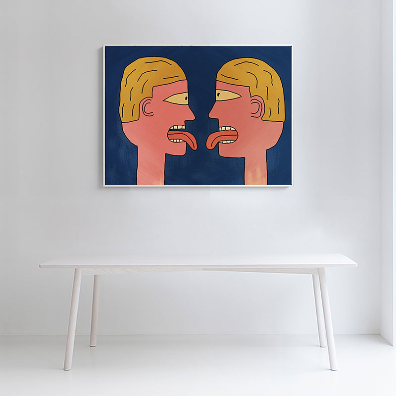 Boy Twins Canvas Wall Art Funky Funny Figure Wall Decor in Nude for teenage Room Nude Clearhalo 'Arts' 'Canvas Art' 1948333