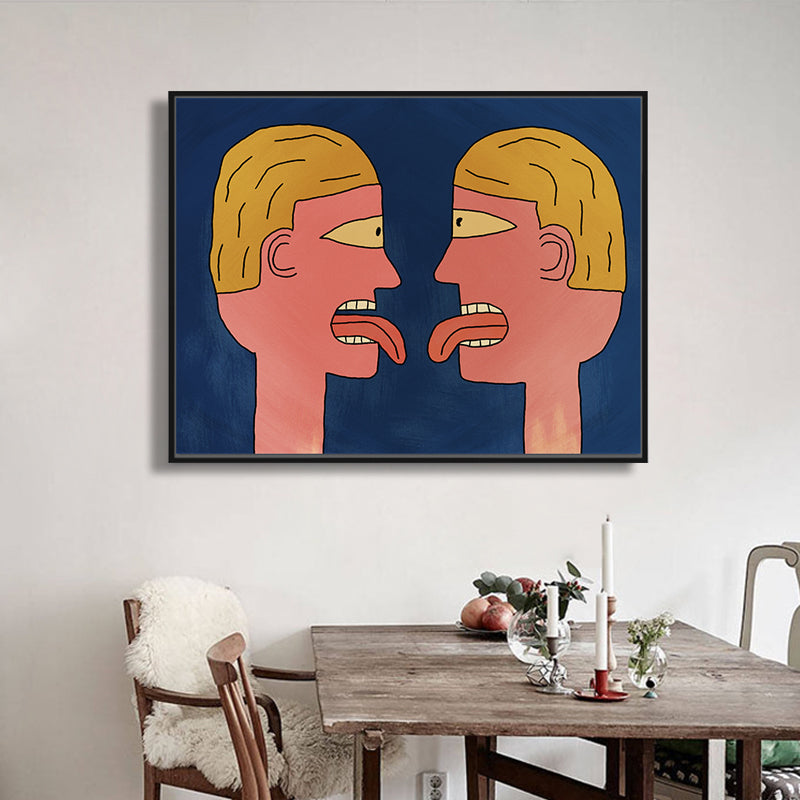 Boy Twins Canvas Wall Art Funky Funny Figure Wall Decor in Nude for teenage Room Clearhalo 'Arts' 'Canvas Art' 1948334