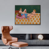 Pastel Nude Woman Wall Art Comics Figures Funky Textured Canvas Print for Bedroom Clearhalo 'Arts' 'Canvas Art' 1948370