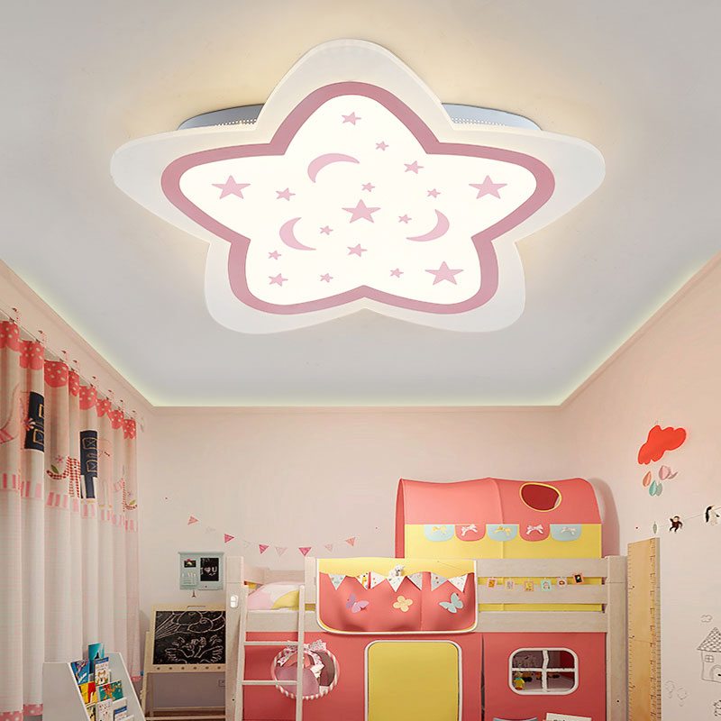 Art Deco Star Shape Ceiling Light Acrylic Flush Mount Ceiling Light for Kid Bedroom Pink Clearhalo 'Ceiling Lights' 'Close To Ceiling Lights' 'Close to ceiling' 'Flush mount' Lighting' 194838