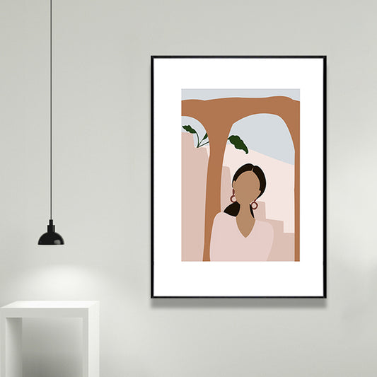 Mori Style Figure Drawing Art Print Soft Color Canvas Wall Decor for Room, Textured Clearhalo 'Arts' 'Canvas Art' 1948391