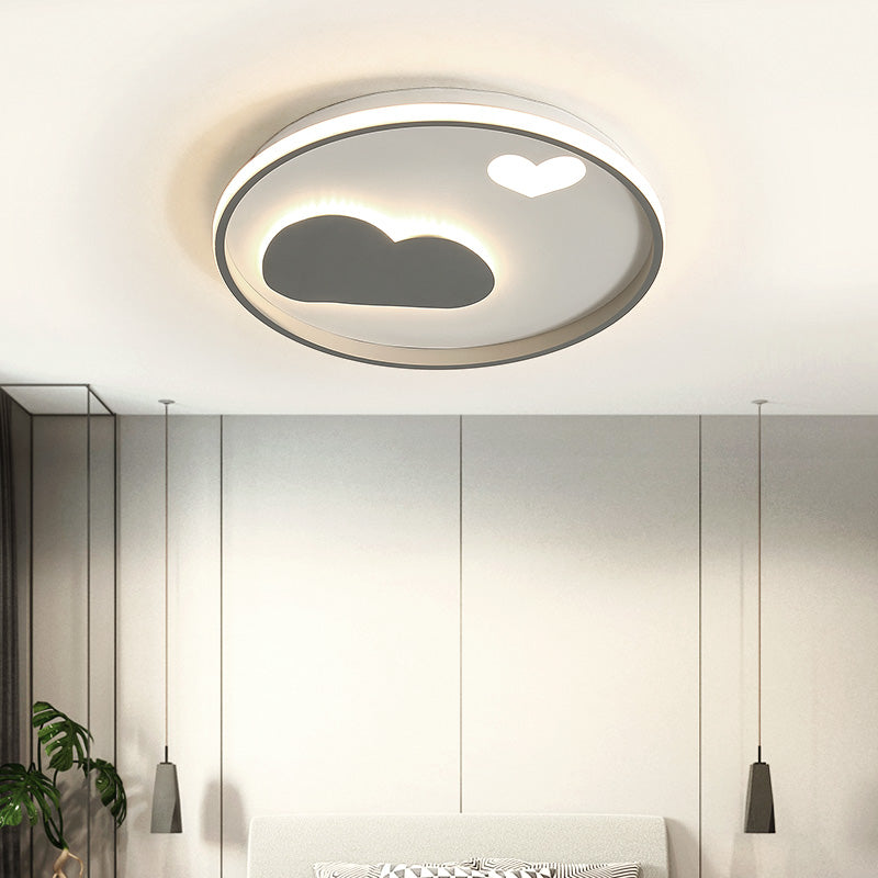 Modern Heart & Heart Ceiling Lamp Acrylic Eye-Caring LED Flush Mount Light for Hotel Hallway Grey Clearhalo 'Ceiling Lights' 'Close To Ceiling Lights' 'Close to ceiling' 'Flush mount' Lighting' 194853