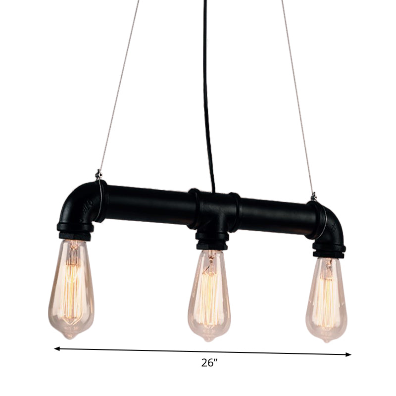 Iron Black Pendant Lamp Piping Linear 3/5/10-Head Industrial Style Hanging Light over Island Clearhalo 'Ceiling Lights' 'Island Lights' Lighting' 1948791