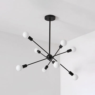 Bare Bulb Ceiling Chandelier Vintage Metal Suspension Chandelier Pendant Light in Black Clearhalo 'Ceiling Lights' 'Chandeliers' 'Modern Chandeliers' 'Modern' Lighting' 19488