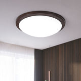 Round/Square/Flower Wood Flush Mount Simple 14"/15"/18" Wide LED Brown Flush Mount Ceiling Light with Acrylic Shade Clearhalo 'Ceiling Lights' 'Close To Ceiling Lights' 'Close to ceiling' 'Flush mount' Lighting' 1948887