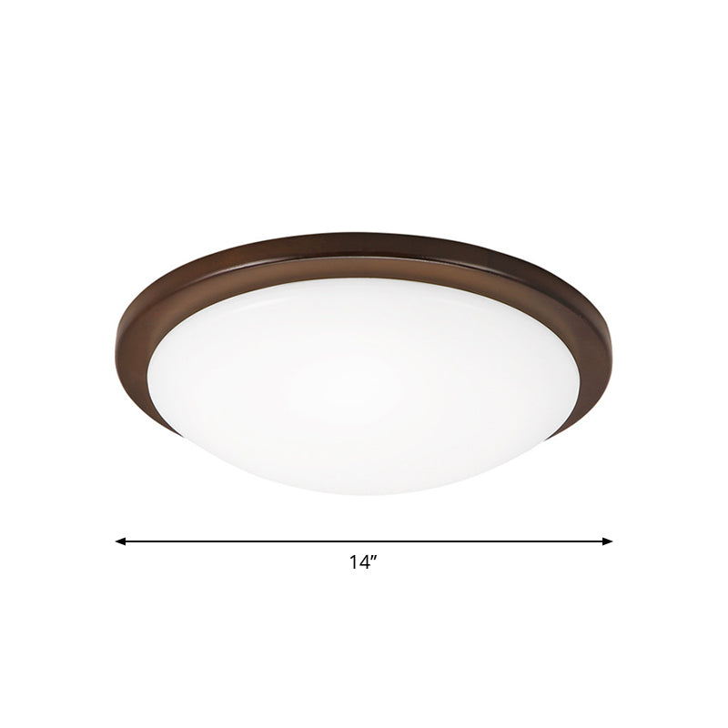 Round/Square/Flower Wood Flush Mount Simple 14"/15"/18" Wide LED Brown Flush Mount Ceiling Light with Acrylic Shade Clearhalo 'Ceiling Lights' 'Close To Ceiling Lights' 'Close to ceiling' 'Flush mount' Lighting' 1948889