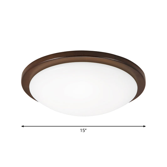 Round/Square/Flower Wood Flush Mount Simple 14"/15"/18" Wide LED Brown Flush Mount Ceiling Light with Acrylic Shade Clearhalo 'Ceiling Lights' 'Close To Ceiling Lights' 'Close to ceiling' 'Flush mount' Lighting' 1948890