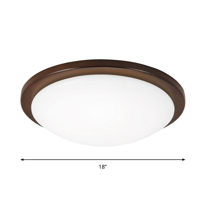 Round/Square/Flower Wood Flush Mount Simple 14"/15"/18" Wide LED Brown Flush Mount Ceiling Light with Acrylic Shade Clearhalo 'Ceiling Lights' 'Close To Ceiling Lights' 'Close to ceiling' 'Flush mount' Lighting' 1948891