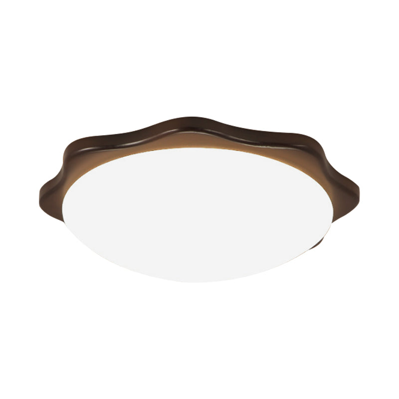 Round/Square/Flower Wood Flush Mount Simple 14"/15"/18" Wide LED Brown Flush Mount Ceiling Light with Acrylic Shade Clearhalo 'Ceiling Lights' 'Close To Ceiling Lights' 'Close to ceiling' 'Flush mount' Lighting' 1948895