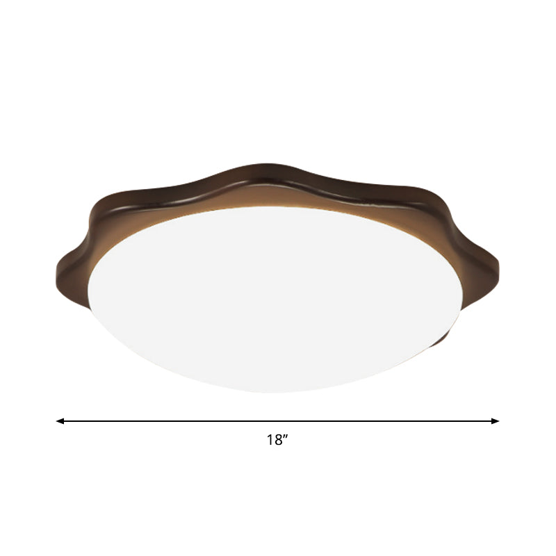 Round/Square/Flower Wood Flush Mount Simple 14"/15"/18" Wide LED Brown Flush Mount Ceiling Light with Acrylic Shade Clearhalo 'Ceiling Lights' 'Close To Ceiling Lights' 'Close to ceiling' 'Flush mount' Lighting' 1948898