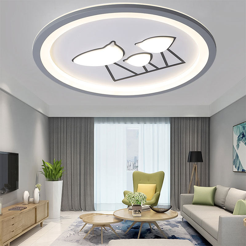 Nordic Flush Mount Ceiling Light Acrylic LED Flush Ceiling Lights for Living Room Grey Round Clearhalo 'Ceiling Lights' 'Close To Ceiling Lights' 'Close to ceiling' 'Flush mount' Lighting' 194891