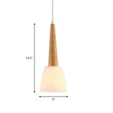 1/3-Light Kitchen Dinette Cluster Pendant Nordic Wood Hanging Light with Bell Milk Glass Shade and Handle Clearhalo 'Ceiling Lights' 'Modern Pendants' 'Modern' 'Pendant Lights' 'Pendants' Lighting' 1949025