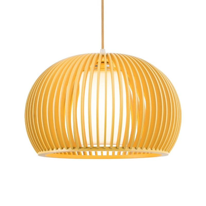 13"/18" W Modern Half-Globe Pendant Wooden 1 Light Dining Table Suspension Lighting with Inner Shade Clearhalo 'Ceiling Lights' 'Modern Pendants' 'Modern' 'Pendant Lights' 'Pendants' Lighting' 1949076