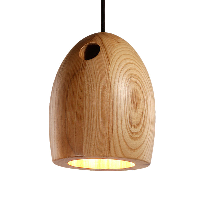 Wooden Dome Small Pendant Lamp Nordic 1-Light Beige Ceiling Hang Light for Dining Room Clearhalo 'Ceiling Lights' 'Modern Pendants' 'Modern' 'Pendant Lights' 'Pendants' Lighting' 1949081