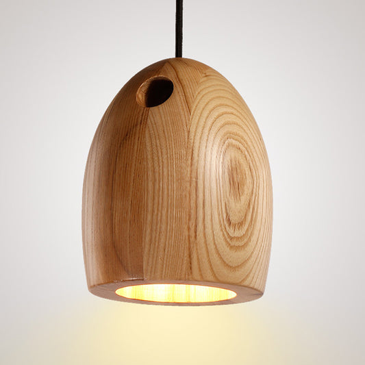 Wooden Dome Small Pendant Lamp Nordic 1-Light Beige Ceiling Hang Light for Dining Room Clearhalo 'Ceiling Lights' 'Modern Pendants' 'Modern' 'Pendant Lights' 'Pendants' Lighting' 1949082