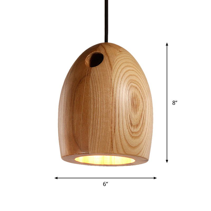 Wooden Dome Small Pendant Lamp Nordic 1-Light Beige Ceiling Hang Light for Dining Room Clearhalo 'Ceiling Lights' 'Modern Pendants' 'Modern' 'Pendant Lights' 'Pendants' Lighting' 1949083