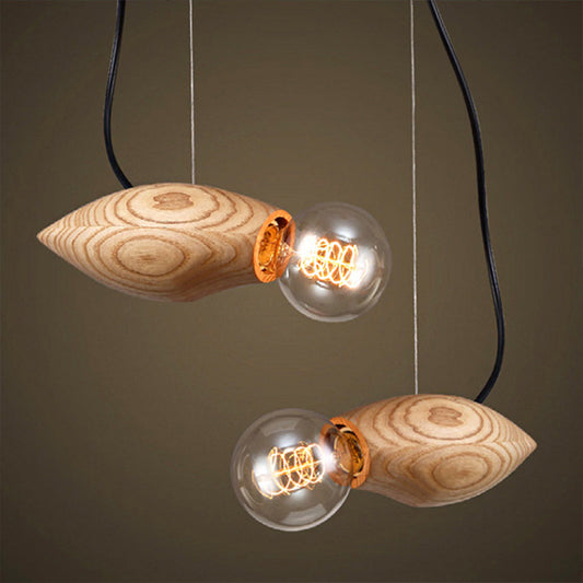 Beige Birdie Pendant Light Kit Nordic 1 Bulb Wood Hanging Light Fixture with Open Bulb Design Brown Clearhalo 'Ceiling Lights' 'Modern Pendants' 'Modern' 'Pendant Lights' 'Pendants' Lighting' 1949091