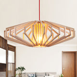 UFO Hollowed out Wood Ceiling Pendant Modern Single Beige Suspension Light for Bedroom Clearhalo 'Ceiling Lights' 'Modern Pendants' 'Modern' 'Pendant Lights' 'Pendants' Lighting' 1949097