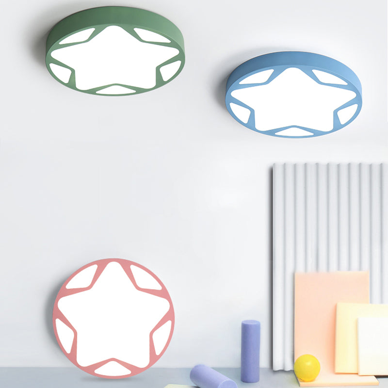 Candy Colored Round Flush Ceiling Light with Ring Macaron Loft Acrylic Ceiling Lamp for Child Bedroom Clearhalo 'Ceiling Lights' 'Close To Ceiling Lights' 'Close to ceiling' 'Flush mount' Lighting' 194912