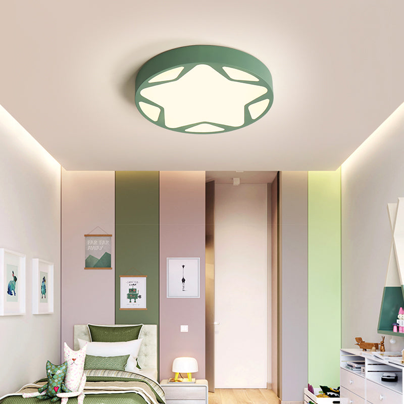 Candy Colored Round Flush Ceiling Light with Ring Macaron Loft Acrylic Ceiling Lamp for Child Bedroom Green Clearhalo 'Ceiling Lights' 'Close To Ceiling Lights' 'Close to ceiling' 'Flush mount' Lighting' 194913